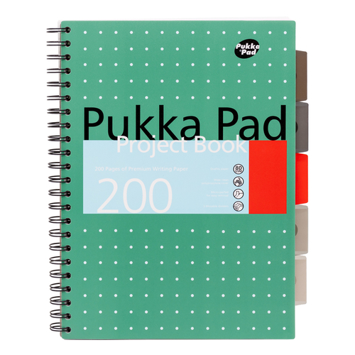 Projectboek Pukka Pad Metallic A4 Lijn 5-Tabs 200 Pagina's 80GR Groen | Kantoorartikel | 1434370