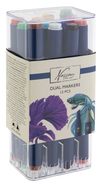 Alcoholmarkers Nassau Arts Duopunt Set À 12 Kleuren