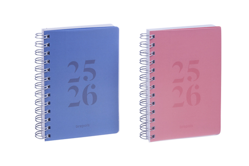 Schoolagenda 2025 Brepols Wire-O Transp BLW/Roze Ass 1/1 FSC