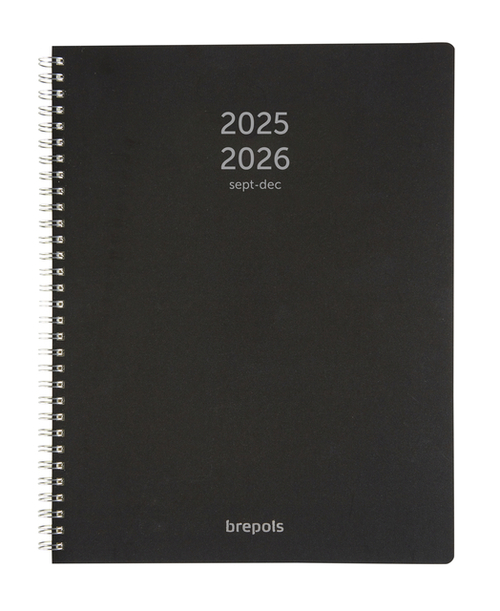 Schoolagenda 2025 Brepols 16-M Spiraal Polyprop Zwart A4 FSC