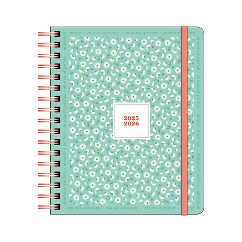 Schoolagenda 2025 B5 Planner Pastel Miniflowers Green FSC