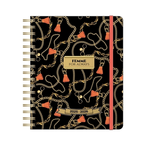 Schoolagenda 2025 B5 Planner Glamour Chains Folie&Elastk FSC