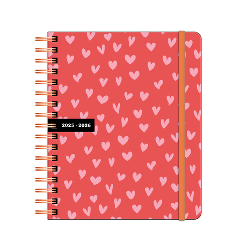 Schoolagenda 2025 B5 Planner Trend Hearts Spot& Elastiek FSC