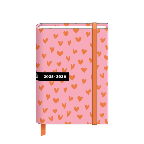 Schoolagenda 2025 A6 Trend Hearts Spot & Elastiek FSC