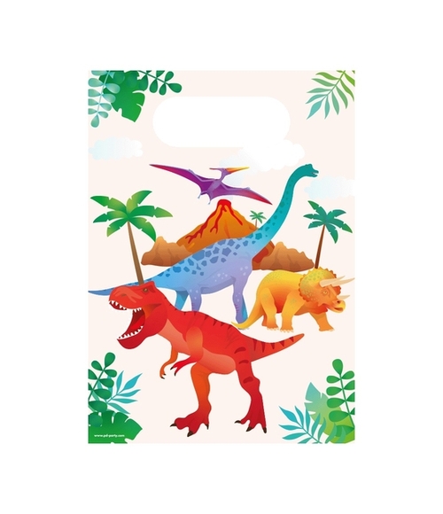 Cadeau Tasjes Dino Papier 23X16,5CM 6 Stuks