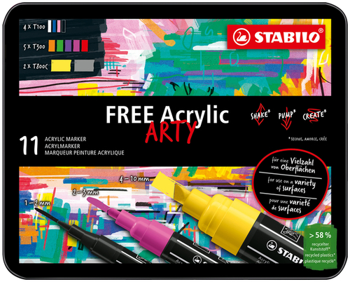 Acrylmarker Stabilo Free Acrylic Starter Kit Assorti 11 Stuks