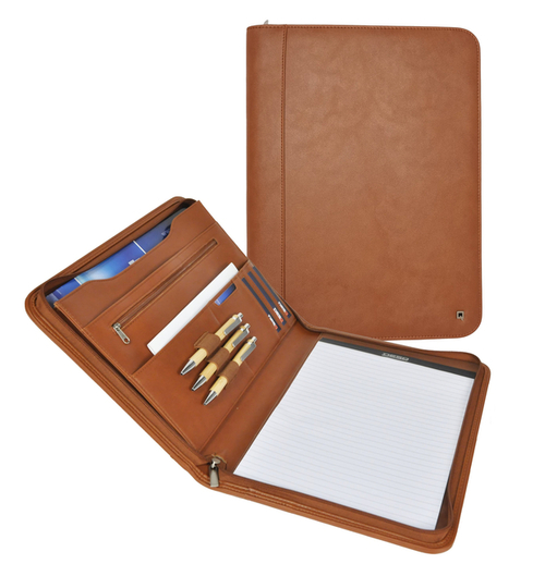 Schrijfmap Desq A4 Kunstleder Met Rits Bruin