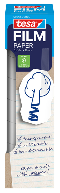 Plakband Tesafilm Papier 19MMX10M 8 Rol