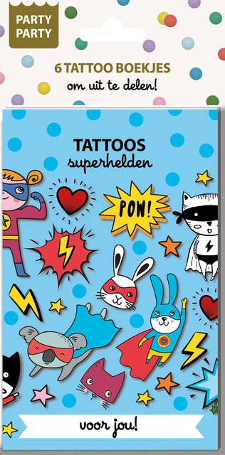 Party Party 6 Tattoo Boekje Superhelden Interstat