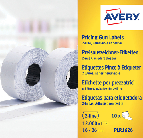 Prijsetiket Avery PLR1626 16X26MM Afneembaar Wit