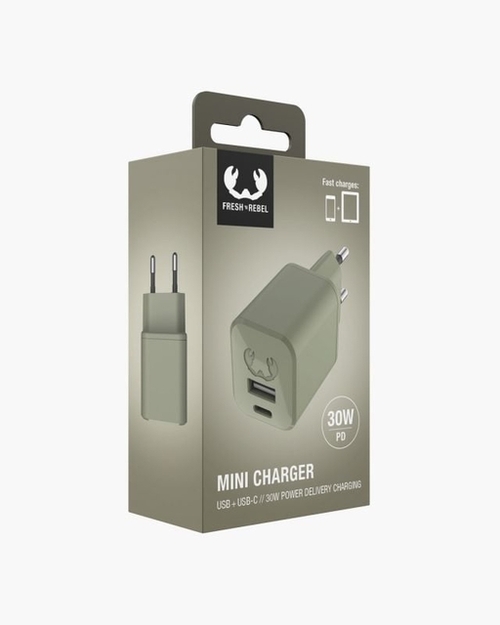 Oplader Usb + Usb-C 30W Dried Green