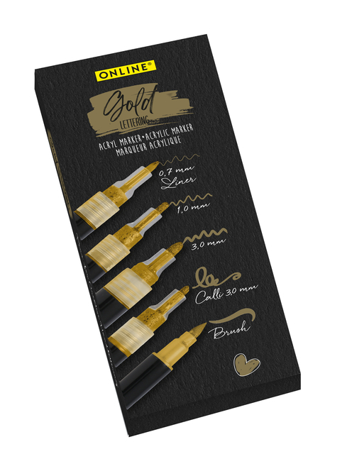 Acrylmarker Online Lettering 5 Breedtes Goud