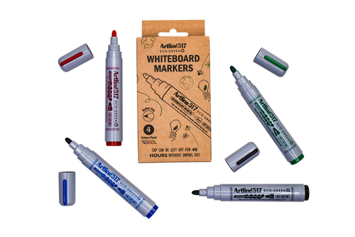 Whiteboardmarker Artline 517 Dry Safe Eco Rond Medium Ass 4 Stuks