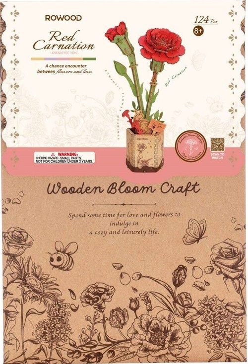 Robotime Houten Bloem Rode Anjer Artbizniz