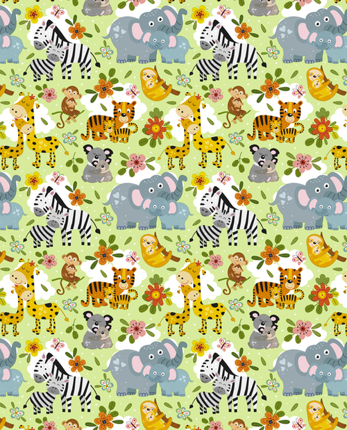 Cadeaupapier Dieren Groen 200X70CM 80GR