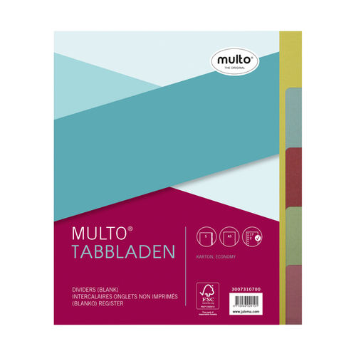 Tabbladen Multo A5 17-Gaats 5-Delig Ass Karton 180GR