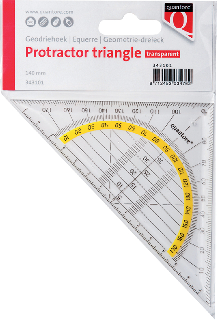 Quantore Geodriehoek Quantore 140MM Transparant | Kantoorartikel | 343101 | Bruna