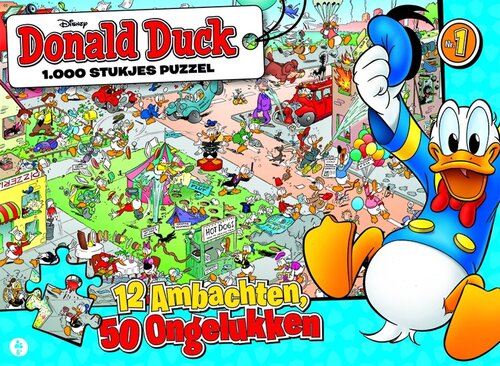 Donald Duck Puzzel - 12 Ambachten, 50 Ongelukken (1000 Stukjes)