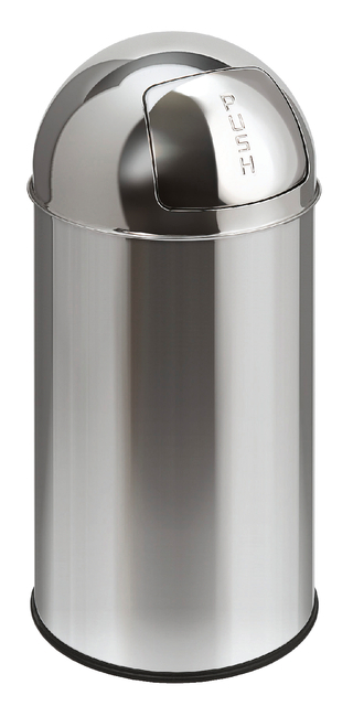 Afvalbak Pushcan Met Pushdeksel 40Liter Zilver