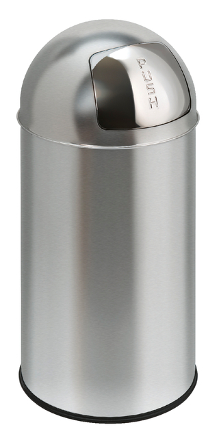 Afvalbak Pushcan Met Pushdeksel 40Liter Mat RVS
