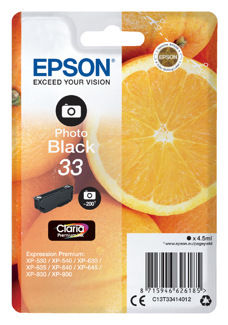 Inktcartridge Epson 33 T3341 Foto Zwart
