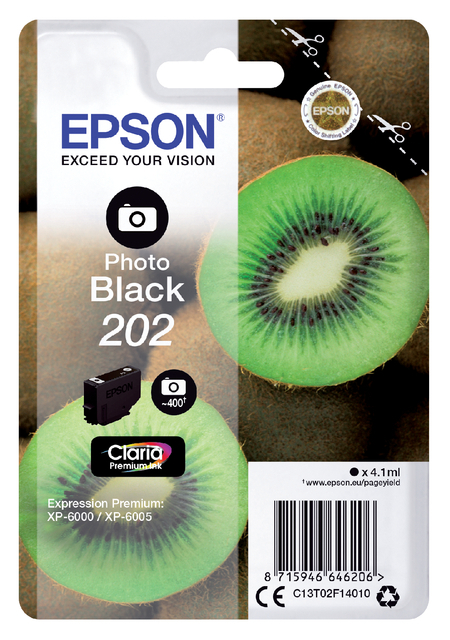 Inktcartridge Epson 202 T02F14 Foto Zwart