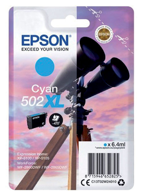 Inktcartridge Epson 502XL T02W2 Blauw