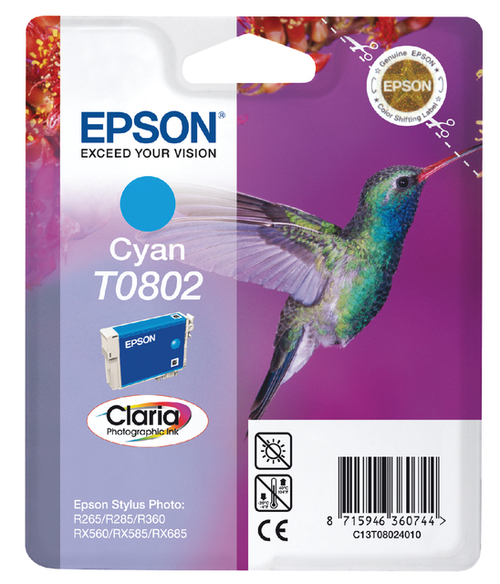 Inktcartridge Epson T0802 Blauw