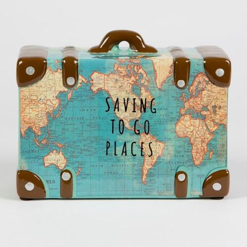 Spaarpot vintage world map