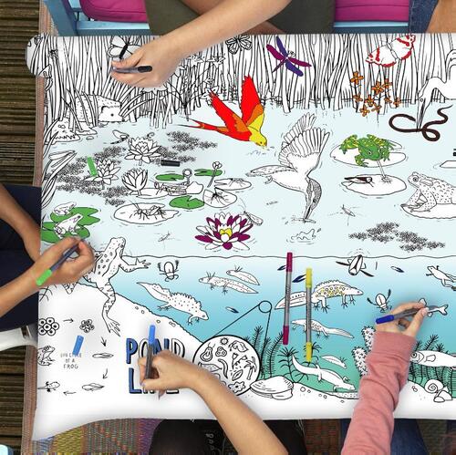 Tafellaken waterleven inkleurbaar