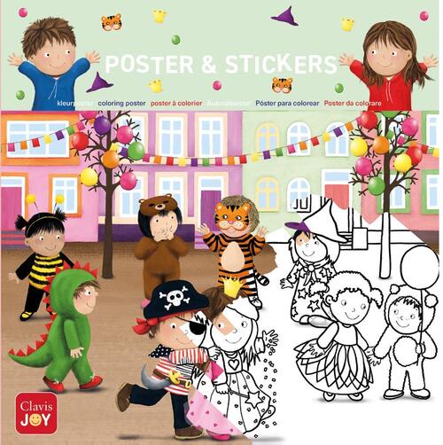 Kleurposter Luuk en Lotje. Het is Carnaval