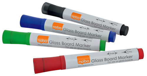 Viltstift Nobo Glasbord Assorti 4 Stuks