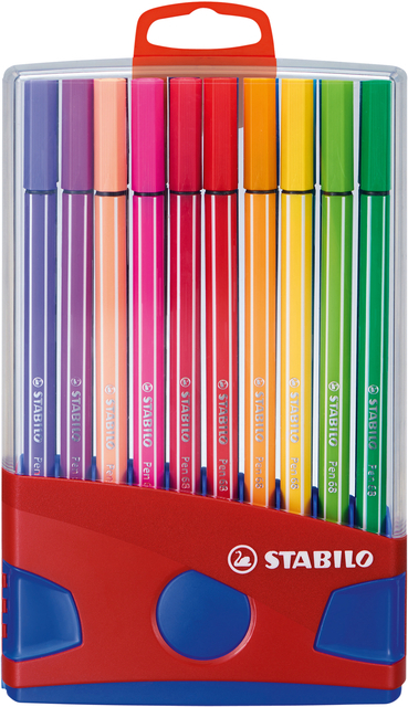 Viltstift Stabilo Pen 68 Colorparade Rood/Blauw Etui Kleuren | Kantoorartikel | 633210 | Bruna