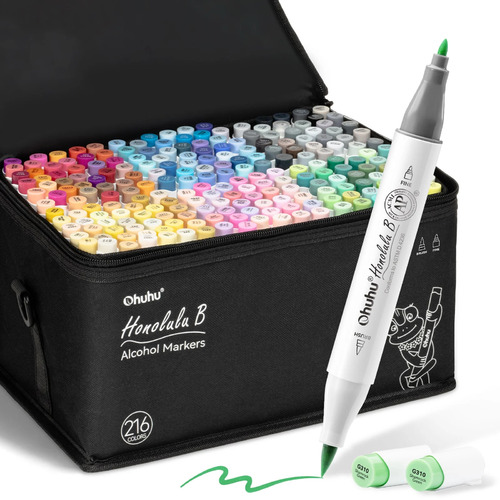 Ohuhu Honolulu B 216 kleuren Alcohol Art Markers Brush & Fine
