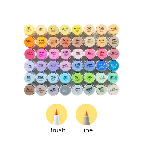Ohuhu Honolulu B 48 Mid Tone kleuren Alcohol Art Markers Brush & Fine