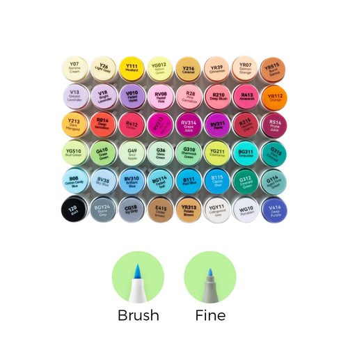 Ohuhu Honolulu B 48 kleuren Alcohol Art Markers Brush & Fine
