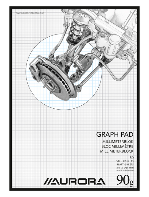 Millimeterblok Aurora A4 50 Vel 90 Gram Blauw