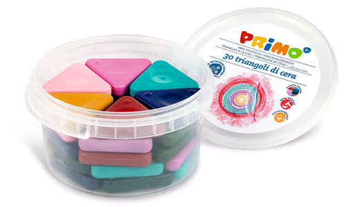PRIMO - Pot met 30 driehoek waskrijtjes (pastelkleuren)