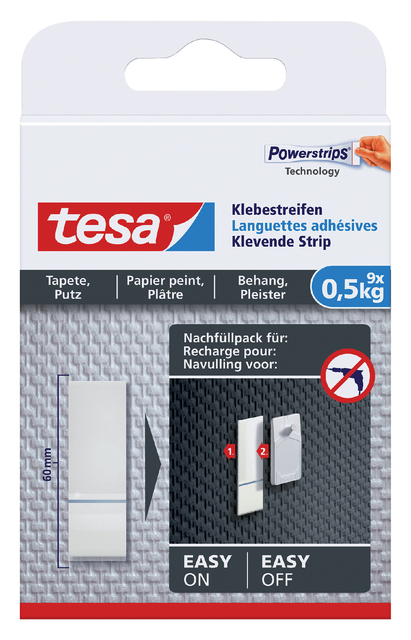 Kleefstrips Tesa® Behang & Pleisterwerk 0,5KG Wit 9 Stuks