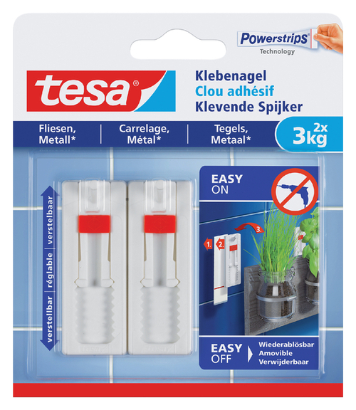 Klevende Spijker Tesa® Tegels & Metaal 3KG Verstelbaar Wit