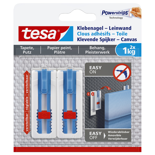 Klevende Spijker Tesa® Canvas- Behang En Pleisterwerk 1KG Wit 2 Stuks