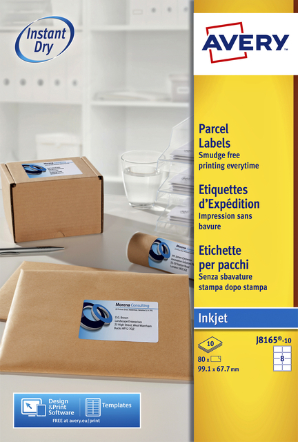 Etiket Avery J8165-10 99.1X67.7MM Wit 80 Etiketten