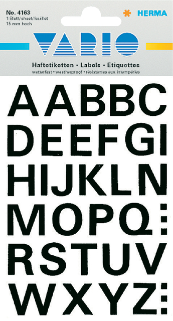Etiket Herma 4163 15MM Letters A-Z Zwart