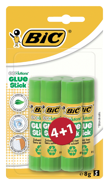 Lijmstift Bic Ecolutions 8GR Blister À 4+1 Gratis