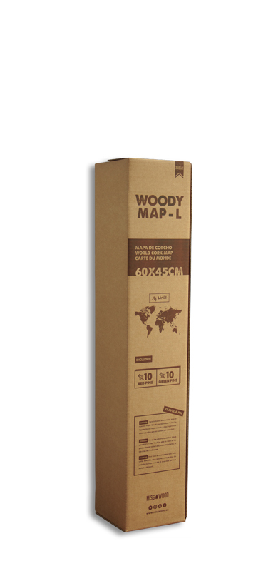 Wereldkaart Kurk L Zwart 60 X 45CM