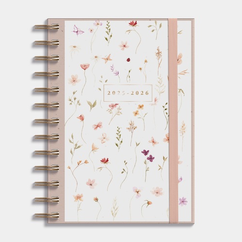 Agenda Spiraal Medium D1 25/26 Aquarel Bloemetjes
