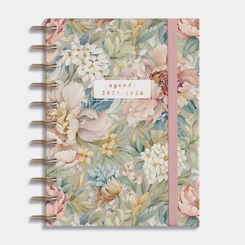 Agenda Spiraal A6 D2 25/26 Vintage Bloemen