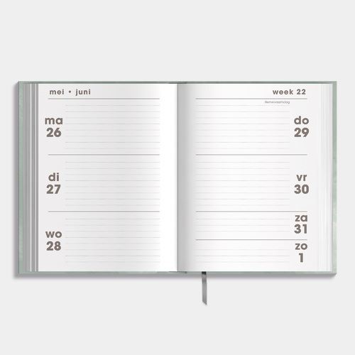 Agenda Pocket A6 D2 25/26 Verstructuur Grijsgroen