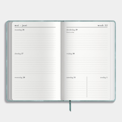 Agenda Pocket Deluxe D1 25/26 Suedelook Grijsgroen