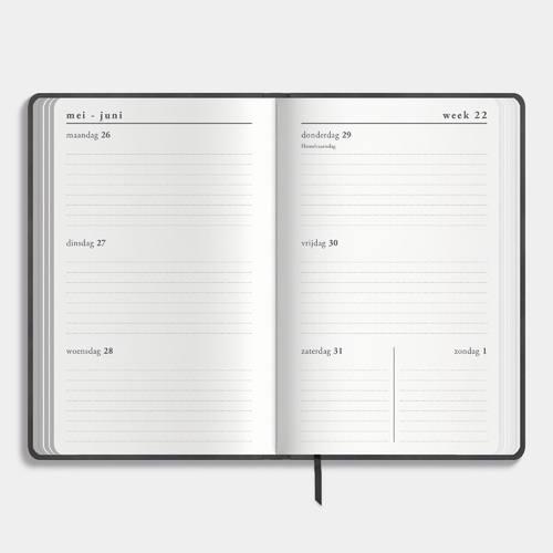 Agenda Pocket Deluxe D2 25/26 Suedelook Antraciet